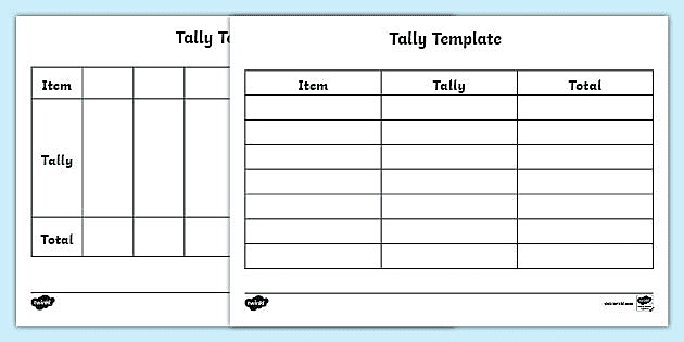 blank chart template for kids