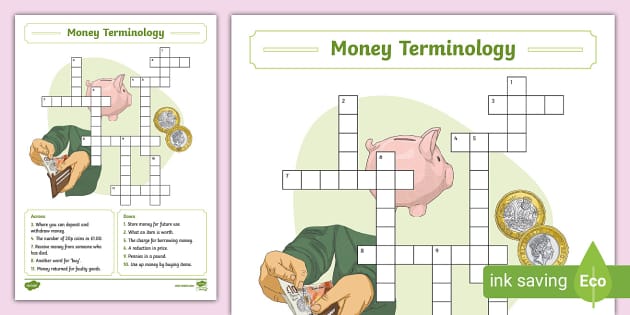 Money Terminology Crossword (professor feito) Twinkl
