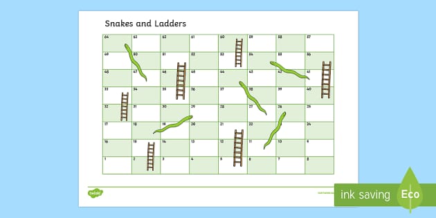 Printable Snakes and Ladders Game