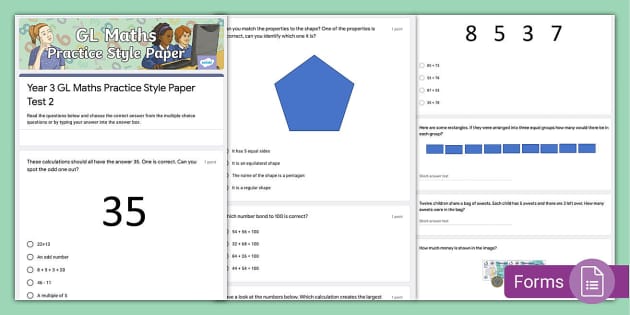 Year 3 Maths GL Style Practice Paper 2 (teacher made)