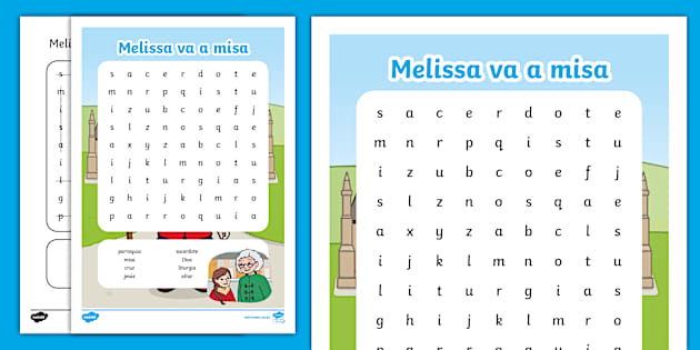 Sopa de letras: Melissa va a misa | Recursos Twinkl