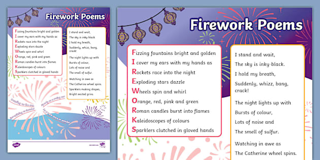 KS1 Firework Poems Examples (Hecho por educadores) - Twinkl