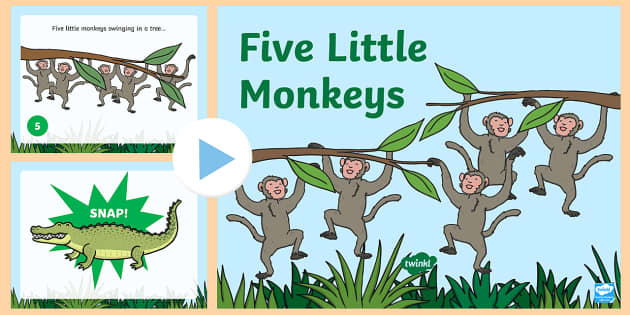 Five Little Monkeys Nursery Rhyme PowerPoint (teacher made)