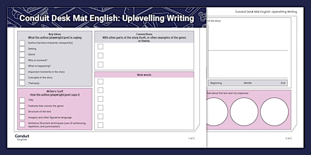 Conduit Desk Mat English: Uplevelling Writing (teacher made)