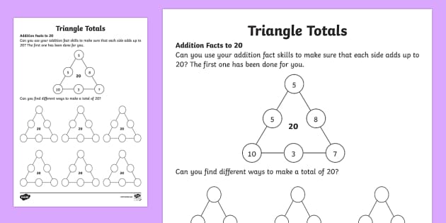 Triangle Addition Puzzle | Maths Fact Triangles Addition