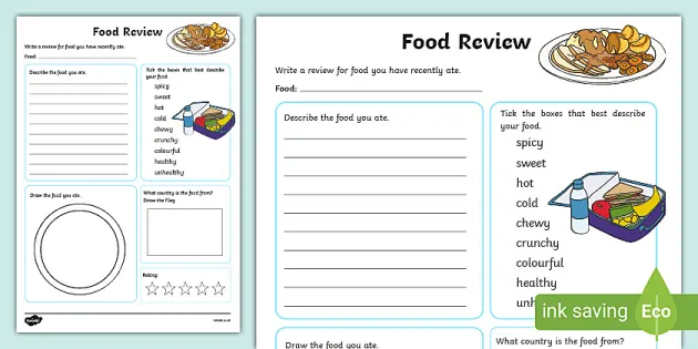 design and technology food evaluation worksheet free resource