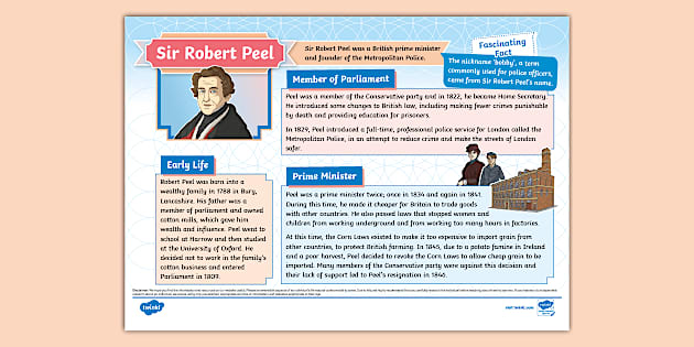KS2 Sir Robert Peel Fact File (teacher made) - Twinkl