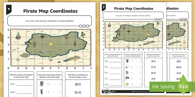 T2 M 4609 KS2 Pirate Maths Map Coordinates Differentiated Activity Sheets  Ver 2 