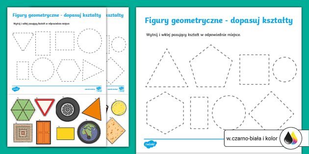 Figury Geometryczne Klasa 4 Zadania Figury geometryczne | Wytnij i wklej pasujący kształt | Karta pracy