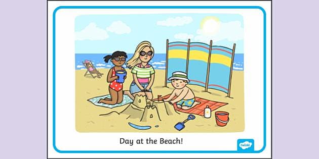 Free Day At The Beach Display Poster Primary Resources