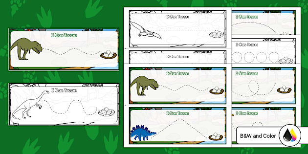 Early Childhood Dinosaurs Busy Bag Tracing Activity - Twinkl