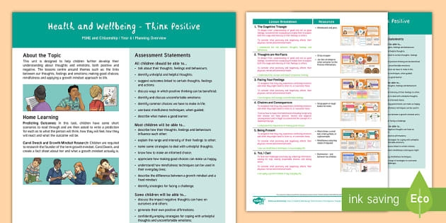 New Pshe And Citizenship Y6 Think Positive Planning Overview 