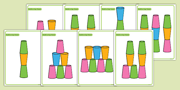 Build a Cup Tower Cards | Twinkl - Twinkl