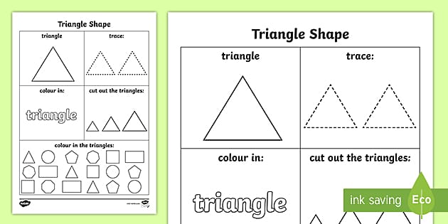Free Triangle shape activity worksheets for school children