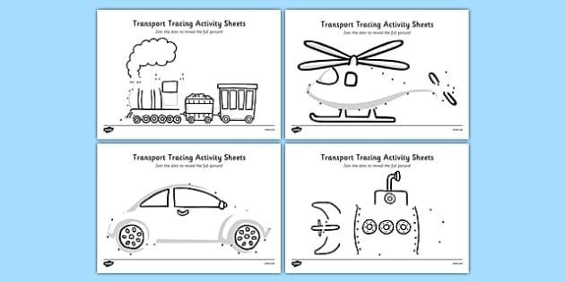 Means of Transportation (Vehicles) Tracing Worksheet