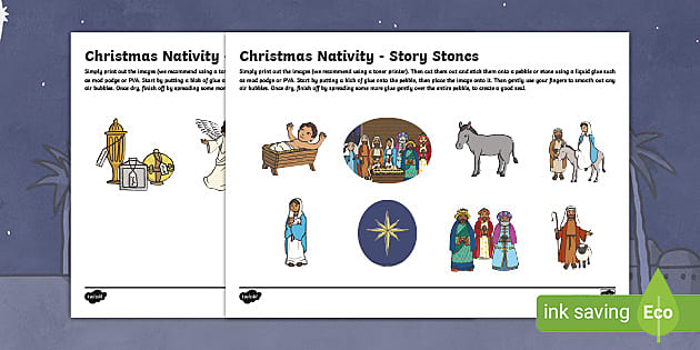 Christmas Nativity Story Stones (teacher made) - Twinkl