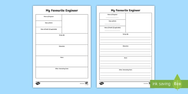 My Favourite Engineer Worksheet (teacher made) - Twinkl