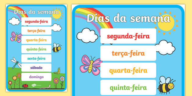 Days of the week: Dias da semana em inglês - Estudo Kids