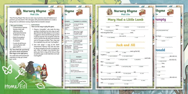 Nursery Rhyme Mad Libs teacher Made Twinkl