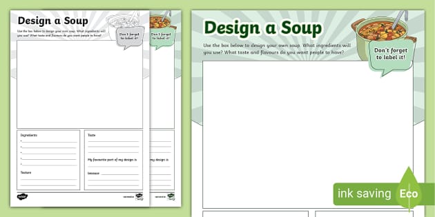 Design a Soup Worksheet - Twinkl