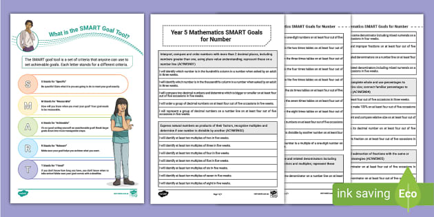 Year 5 Mathematics SMART Goals for Number - Twinkl