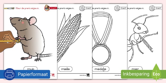 Graad R Inkleurprente M-Klank (Hecho por educadores)