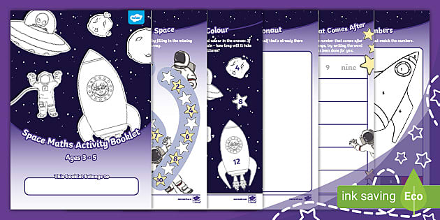 Space Maths Activity Booklet for Ages 3 - 5 (teacher made)