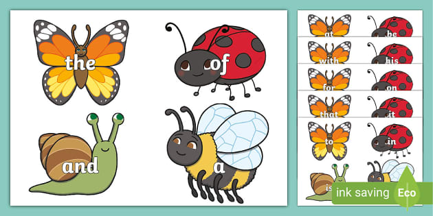 Sight Word Minibeasts Cut Outs - Twinkl