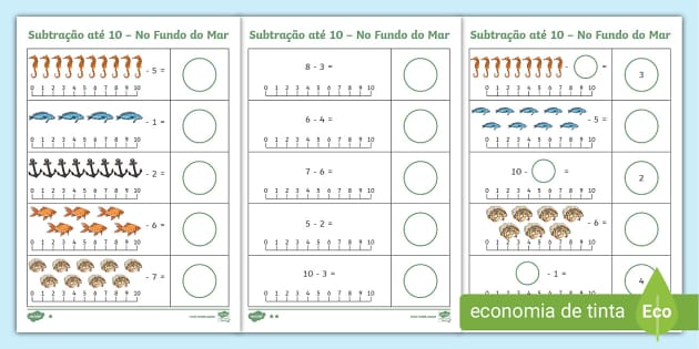 Jogo educacional para subtração divertida para crianças, contando