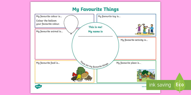 My Favorite Things Worksheet (Teacher-Made) - Twinkl