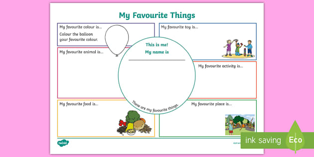 My favorite sing. My favourite things. My favourite things Worksheet. My favourite activity шаблон. Задания на тему favourite things.