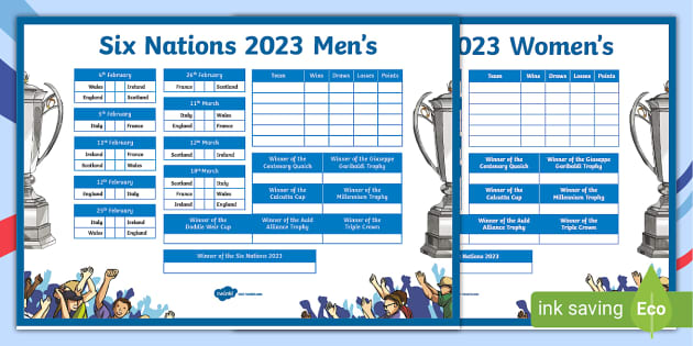 Cfe2 Sl 6 Six Nations Rugby Championship 2023 Wall Display Chart Ver 3 