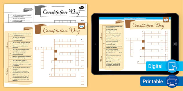 Constitution Day Crossword (teacher Made) - Twinkl