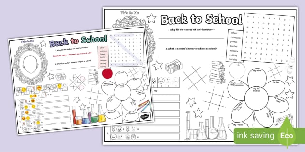 Back to School Activity Mat Years 3-4 - Twinkl