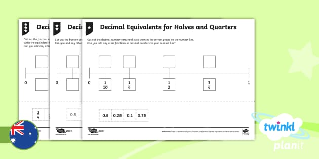 Year 4 Decimal Equivalents for Halves and Quarters Home Learning