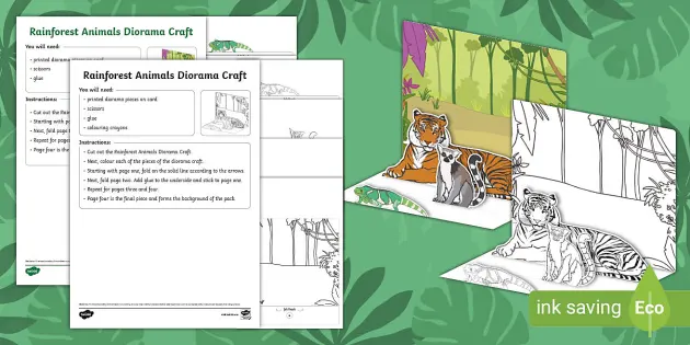 Rainforest Habitat Diorama (animals Are Printable  Rainforest project,  Rainforest crafts, Rainforest habitat