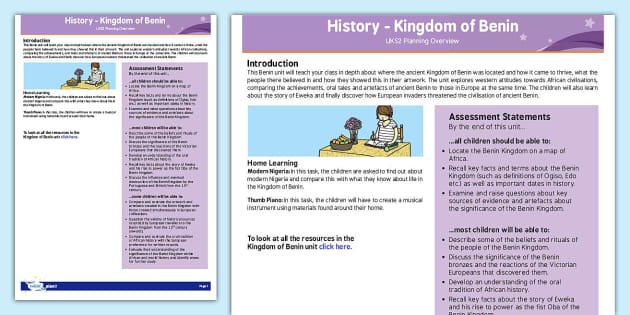 FREE! - History: Benin UKS2 Planning Overview - Twinkl