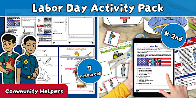 Hooray for Labor Day! Activity Pack for K-2nd Grade