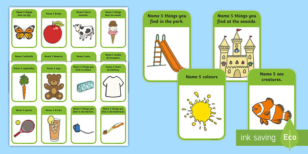Name 5 Things Categories Card Game Learning Resource Twinkl