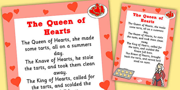 Free The Queen Of Hearts Nursery Rhyme Poster