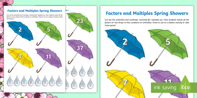 630px x 315px - Factors and Multiples Worksheet - Spring Showers Activity