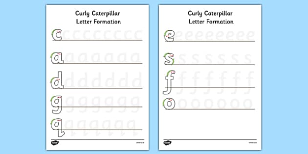 Caterpillar Letter Formation Worksheets