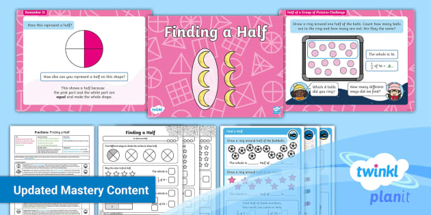 👉 Year 2 Fractions Finding a Half PlanIt Maths Lesson 3