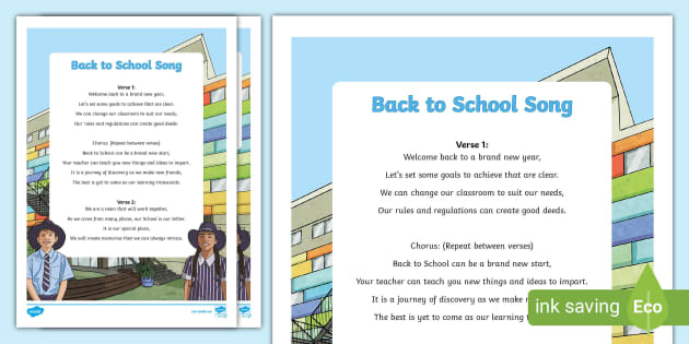 Back to School Song and Template (Teacher-Made) - Twinkl