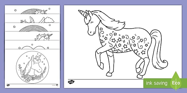 Disegni da colorare di unicorno per bambini, pagine da colorare stampabili,  festa di compleanno, scuole materne, pagine da colorare scolastiche, pagina da  colorare di viaggio su strada -  Italia