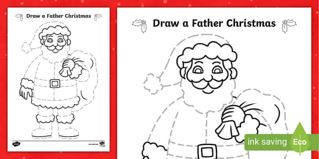 santa drawing for christmas - Clip Art Library