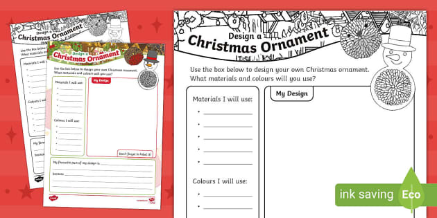 Design a Christmas Ornament Worksheet (teacher made)