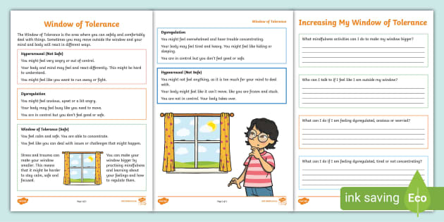 Window of Tolerance Worksheet (teacher made) - Twinkl