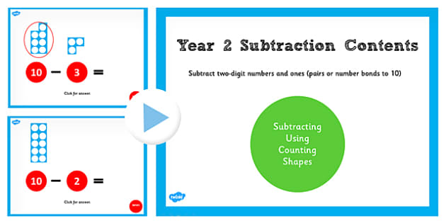 Year 2 Subtracting 2 Numbers and Ones Pairs and Bonds to 10