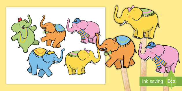 Elephant Stick Puppets | One Elephant Went Out to Play